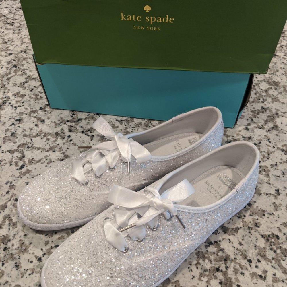 Keds x Kate Spade Champion White Glitter Shoes